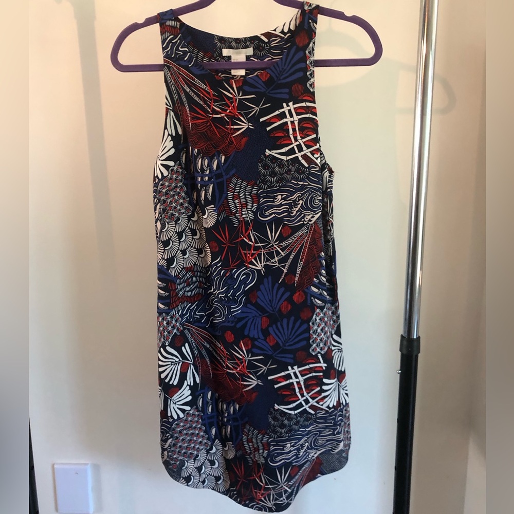 H&M Vibrant Sleeveless Mini Dress - Red, Blue, White Floral Shift Dress